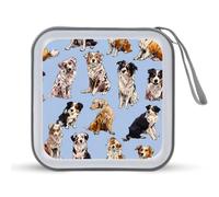 Australian Shepherd Dogs Portable CD Case Holder 40 Capacity Travel DVD Wallet Hard Plastic Zipper Storage for Car Home Travel