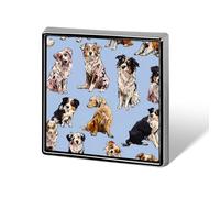 Australian Shepherd Dogs Print Square Badge Metal Decorative Brooches 0.7 Inch Funny Lapel Pin Gift for Backpack Clothing