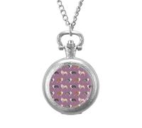 Australian Shepherd Dogs Vintage Pocket Watch Alloy Pendant Watches Necklace Gift for Men Women Silver-Style
