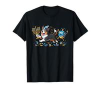 Australian Shepherd Dreidel Menorah Hanukkah Kid Womens Mens T-Shirt