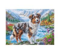 Australian Shepherd Fall Farm 500 Piece Jigsaw Puzzle for Adults Vacation Souvenir Memory Keepsake No Dust Pieces Great Gift for Travelers 500 PCS
