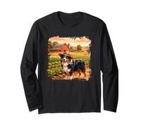 Australian Shepherd Farmer Dog Rural Field Design Long Sleeve T-Shirt