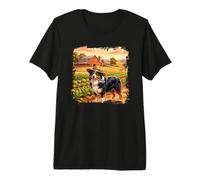 Australian Shepherd Farmer Dog Rural Field Design Premium T-Shirt