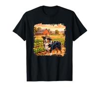 Australian Shepherd Farmer Dog Rural Field Design T-Shirt