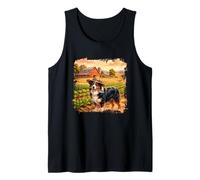 Australian Shepherd Farmer Dog Rural Field Design Tank Top