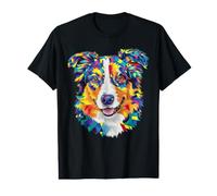 Australian Shepherd Geometric Pop Art Closeup Portrait Face Value Graphic T-Shirt
