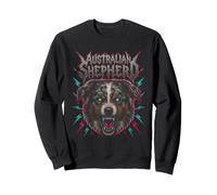 Australian Shepherd Heavy Metal 80s Retro Gothic Halloween Sweatshirt