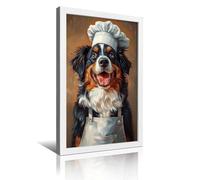 Australian Shepherd in Chefs Hat Poster_ Pet Poster_ Australian Shepherd in Apron Print_ Funny Dog Wall Art_ Portrait_ Dog Kitchen Poster-1_3 Retro Framed Decorative Painting And Art Picture Print Mo