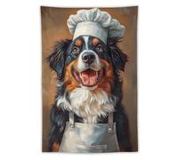 Australian Shepherd in Chefs Hat Poster_ Pet Poster_ Australian Shepherd in Apron Print_ Funny Dog Wall Art_ Portrait_ Dog Kitchen Poster-1_3 Tapestry Small Tapestry Wall Hanging Bedding Tapestry Aest