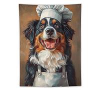 Australian Shepherd in Chefs Hat Poster_ Pet Poster_ Australian Shepherd in Apron Print_ Funny Dog Wall Art_ Portrait_ Dog Kitchen Poster-1_3 Tapestry Small Tapestry Wall Hanging Bedding Tapestry Aest