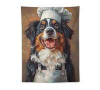 Australian Shepherd in Chefs Hat Poster_ Pet Poster_ Australian Shepherd in Apron Print_ Funny Dog Wall Art_ Portrait_ Dog Kitchen Poster-1_3 Tapestry Small Tapestry Wall Hanging Bedding Tapestry Aest