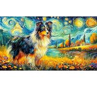 Australian Shepherd in Landscape Jigsaw Puzzle 1000 Pieces - Fun Family Activity Great Gift Idea Challenging for Adults 38x52/1000pcs