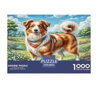 Australian Shepherd Jigsaw Puzzles 1000 Pieces for Adults Educational Games Puzzle for The Whole for Women Home Decoration 100% Recvcled Cardboard 38x26cm/1000pcs