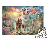 Australian Shepherd Jigsaw Puzzles 1000 Pieces Recycled Paper Dog Art Adult Jigsaws Developing Children‘s Intelligence Educational Game for Family 38x26cm/1000pcs