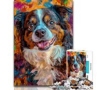 Australian Shepherd Jigsaw Puzzles for Adults 1000 Piece Puzzle,Family Game Stress Reliever Difficult Challenge Artists Collection,Fine Art 38x26cm