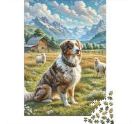 Australian Shepherd Jigsaw Puzzles Puzzles for Adults Kids. 1000 Piece Impossible Challenge Toy Educational Games Home Decoration for Adults& Kids Age 14 Years Up 1000pcs (75x50cm)