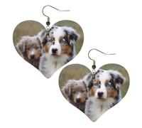 Australian Shepherd Leather Earrings for Women Heart Earrings Lightweight Dangle Drop Earrings Cute Jewelry Gift