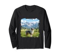 Australian Shepherd Mountain Meadow Scenic Alpine View Long Sleeve T-Shirt