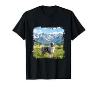 Australian Shepherd Mountain Meadow Scenic Alpine View T-Shirt