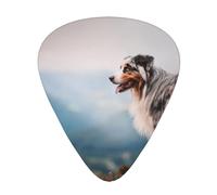 Australian Shepherd Mountains Aussie Pets Dogs,12 Pcs Guitar Pick,3 Different Thickness Plectrums for Acoustic Guitar Bass Ukulele (0.46mm 0.96mm 0.71mm)