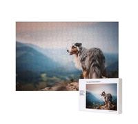 Australian Shepherd Mountains Aussie Pets Dogs,300 Pieces Wooden Jigsaw Family Game Jigsaw Puzzles for Adults Teens Home Decor