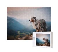 Australian Shepherd Mountains Aussie Pets Dogs,500 Pieces Wooden Jigsaw Family Game Jigsaw Puzzles for Adults Teens Home Decor