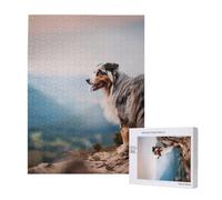 Australian Shepherd Mountains Aussie Pets Dogs,500 Pieces Wooden Jigsaw Family Game Jigsaw Puzzles for Adults Teens