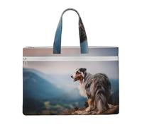 Australian Shepherd Mountains Aussie Pets Dogs,Canvas Document Bag Zipper File Tote Bag Handbag Briefcase for School Office