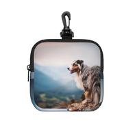 Australian Shepherd Mountains Aussie Pets Dogs, Coin Purse Square Zipper Storage Bag, Change Pouch with Lobster Buckle Clasp Buckle, Change Purse