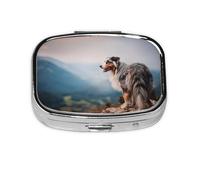 Australian Shepherd Mountains Aussie Pets Dogs,Meta Pill Box 2 Compartment Medicine Case,Portable Organizer,Rectangle Meta Portable Organizer Pill Box 730 Compartment Medicine Case