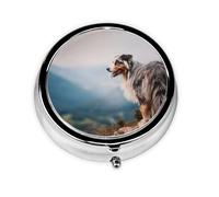 Australian Shepherd Mountains Aussie Pets DogsMeta Pill Box 3 Compartment Medicine Case,Portable Organizer