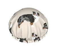 Australian Shepherd Pattern Waterproof Shower Cap,Elastic Bathing Hair Cap Environmental Protection Hair Bath Caps, Double WaterproofBathing Shower Hat
