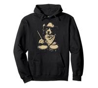 Australian Shepherd Playing Drums Cowboy Dog Western Drummer Pullover Hoodie