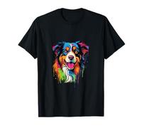 Australian Shepherd Pop Art & Dog Lover & Splash Art Aussie T-Shirt