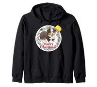 Australian Shepherd Puppy Dog Christmas Ornament Art Zip Hoodie