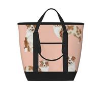 Australian Shepherd Red Merle Dog Simple Pink,Lunch Bags Large Capacity Insulated Tote Bag For Women Men Work Picnic Travel