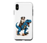 Australian Shepherd Riding T Rex Dinosaur Herding Dog Ride Case for iPhone XS Max