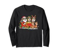 Australian Shepherd Santa Reindeer Elf Christmas Womens Mens Long Sleeve T-Shirt