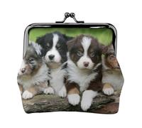 Australian Shepherd Small Puppies, PU Leather Coin Purse, Small Wallets, Change Pouch with Kiss Lock Clasp Buckle, Change Purse