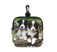 Australian Shepherd Small Puppies Quartet, Coin Purse Square Zipper Storage Bag, Change Pouch with Lobster Buckle Clasp Buckle, Change Purse