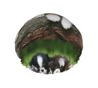 Australian Shepherd Small Puppies Quartet,Shower Cap Nightcap Double Layer Waterproof Elastic Bath Cap Reusable Hair Cap