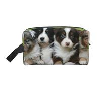 Australian Shepherd Small Puppies QuartetLarge Capacity Cosmetic Organizer，Travel Makeup Bag for Women