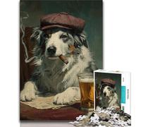 Australian Shepherd Smoking Jigsaw Puzzles for Teenagers 1000 Piece Puzzle,Learning Educational Toy for Is Ideal As A Gift for The Whole Family (75x50cm)