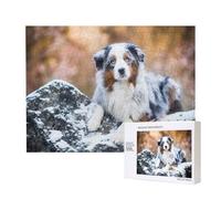 Australian Shepherd Snow Winter Beautiful Dogs,500 Pieces Wooden Jigsaw Family Game Jigsaw Puzzles for Adults Teens Home Decor