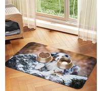 Australian Shepherd Snow Winter Beautiful Dogs,Waterproof Pet Feeding Mat,PU Leather Placemats for Cat Dog Water Bowl,Food Mats,30x45cm