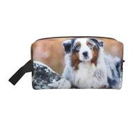 Australian Shepherd Snow Winter Beautiful DogsLarge Capacity Cosmetic Organizer,Travel Makeup Bag for Women