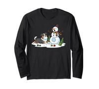 Australian Shepherd Snowman Christmas Tree Xmas Womens Mens Long Sleeve T-Shirt