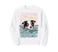 Australian Shepherd Swimming Minimalist Aussie Dog Line Art Sweatshirt