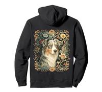 Australian Shepherd Vintage Floral Art Pullover Hoodie