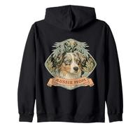 Australian Shepherd Vintage Floral Aussie Mom Zip Hoodie